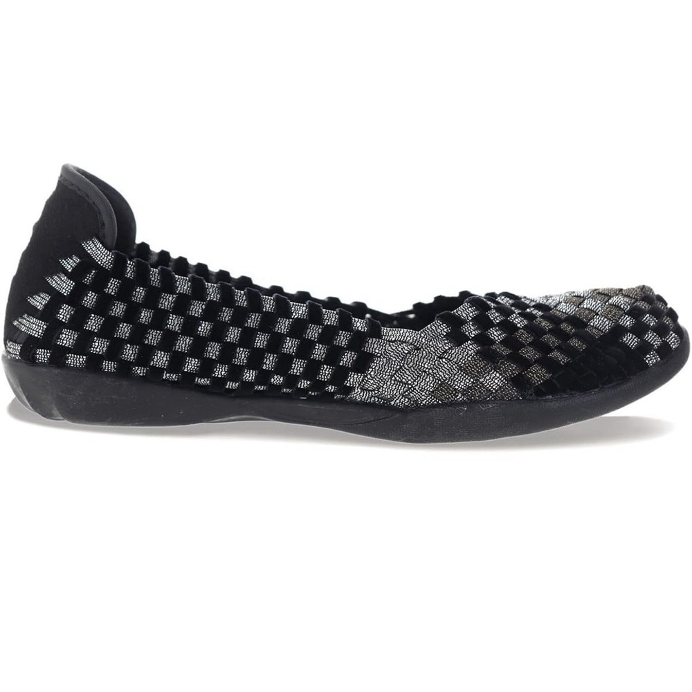 Bernie Mev Catwalk‎ Glam Mix Black Silver Ballet Flat Womens 38 Size 7-7.5 New - Picture 2 of 7